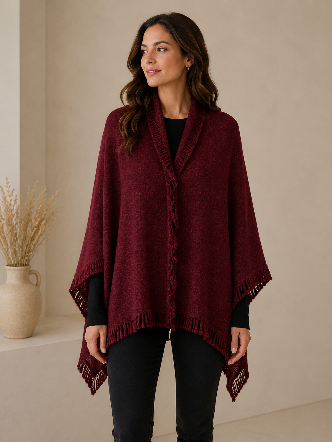 Knitted Fringed Cape - Winter Collection 2026