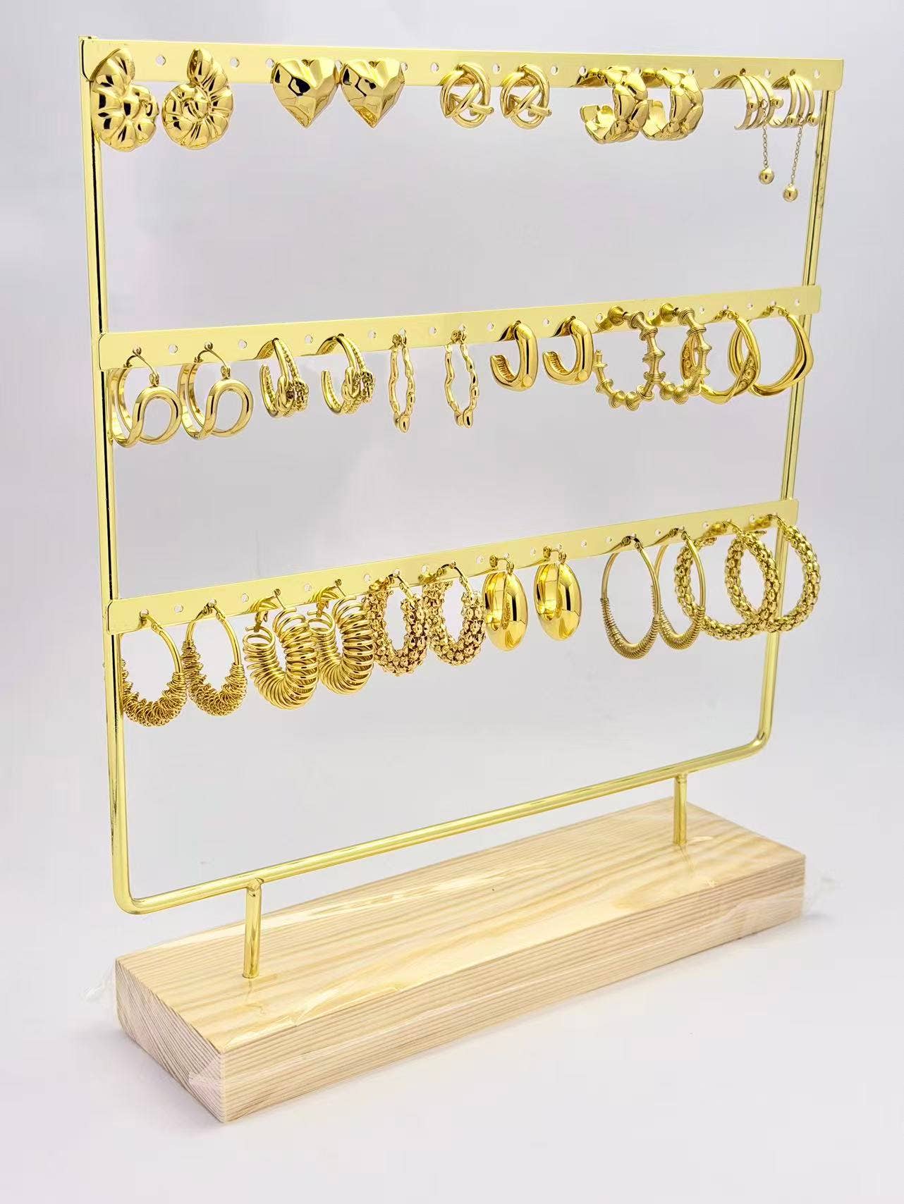 Beautiful Hoops pairs of gold‑tone stainless‑steel earring