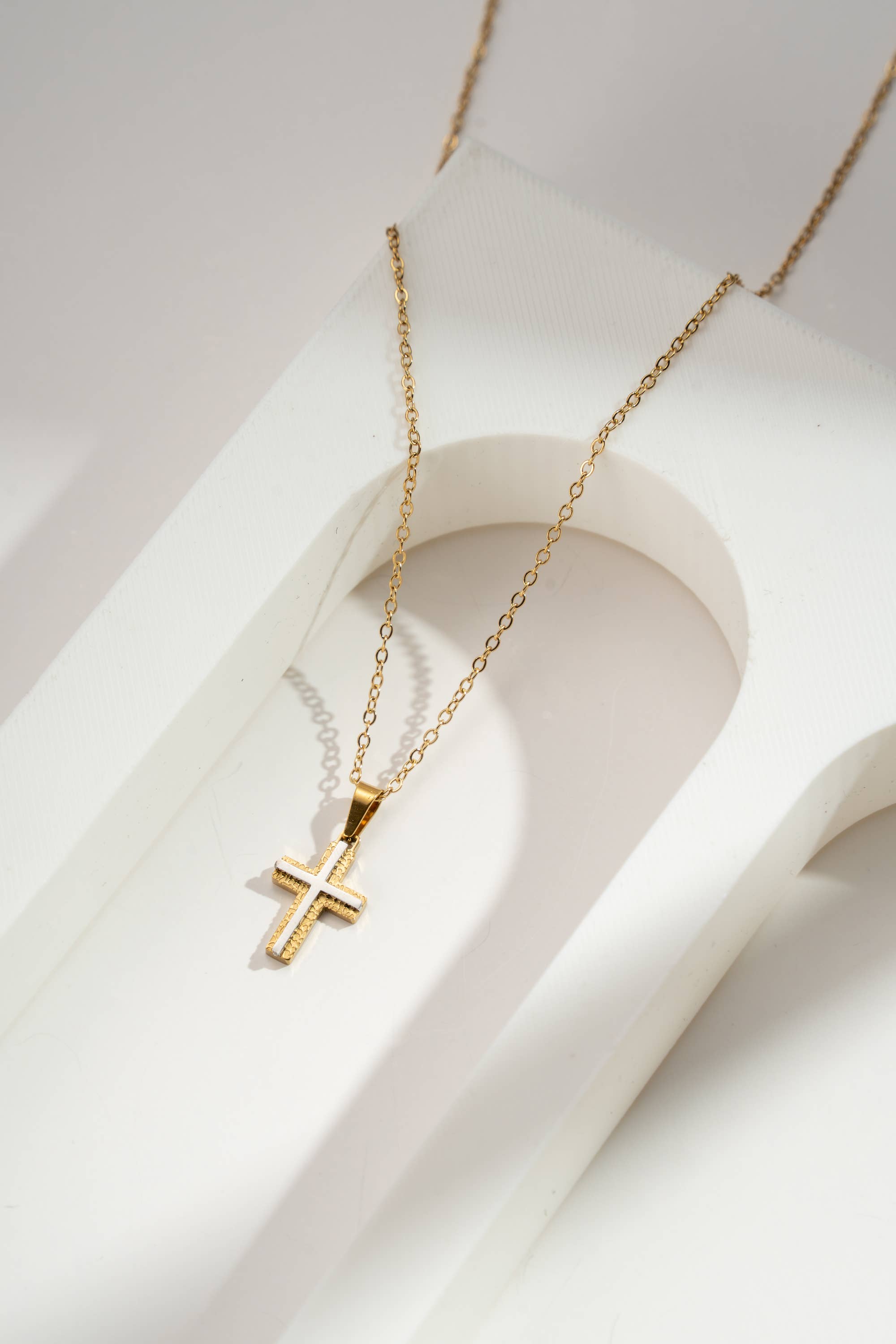 Gold Cross Necklace – Stainless Steel Jewelry with Spiritual Elegance