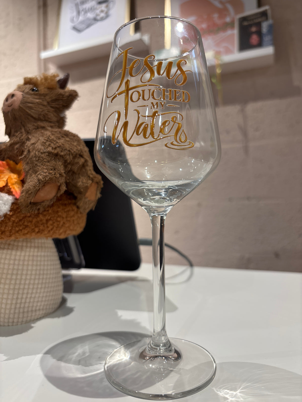 Jesus touched my water - wineglass