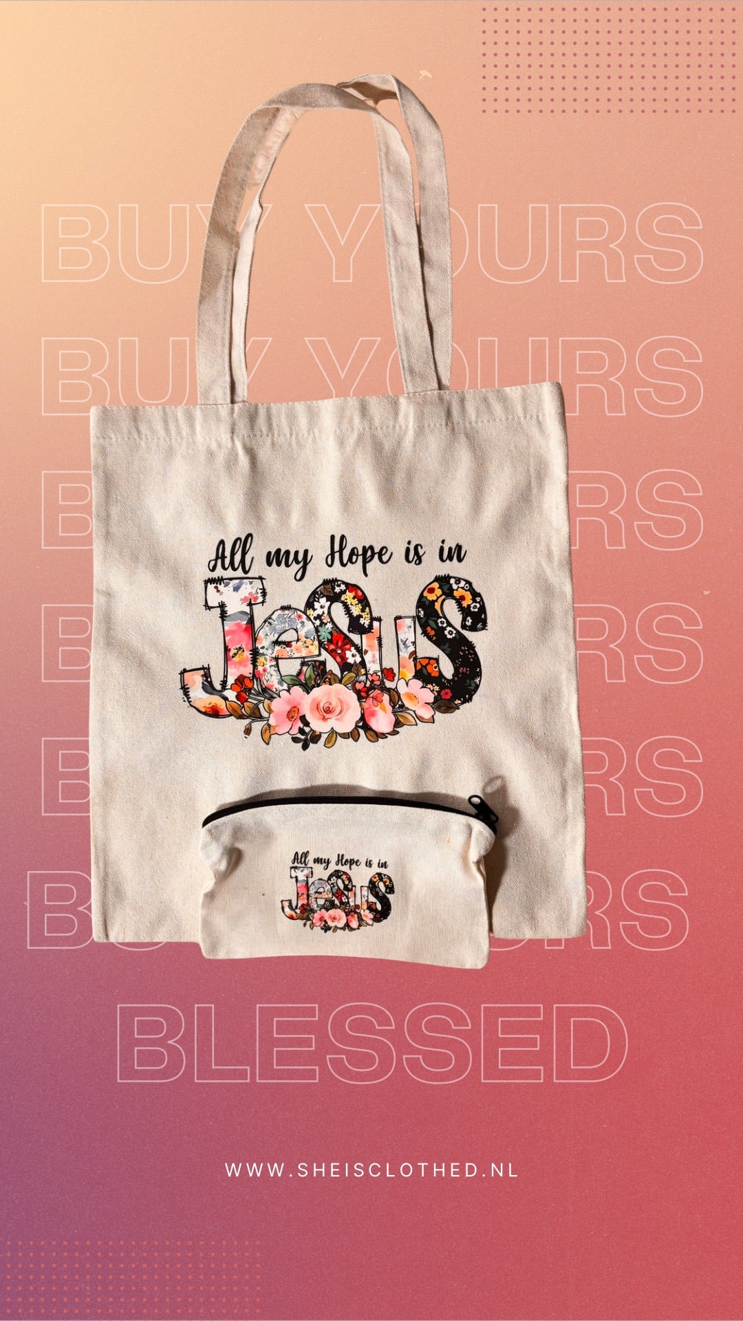 Tote Pouch Set - All My Hope is in Jesus