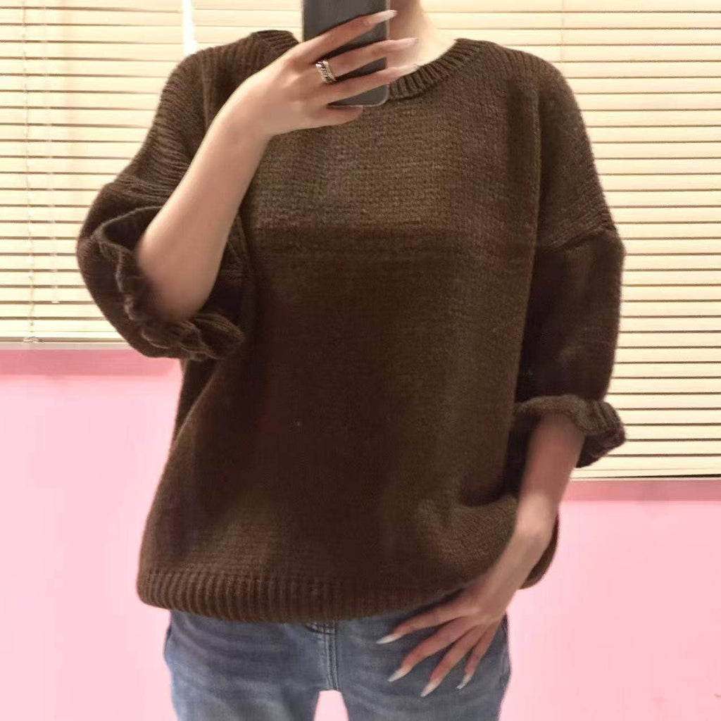 Women’s Ruffle 3/4 Sleeve Sweater - Winter Collection 2026