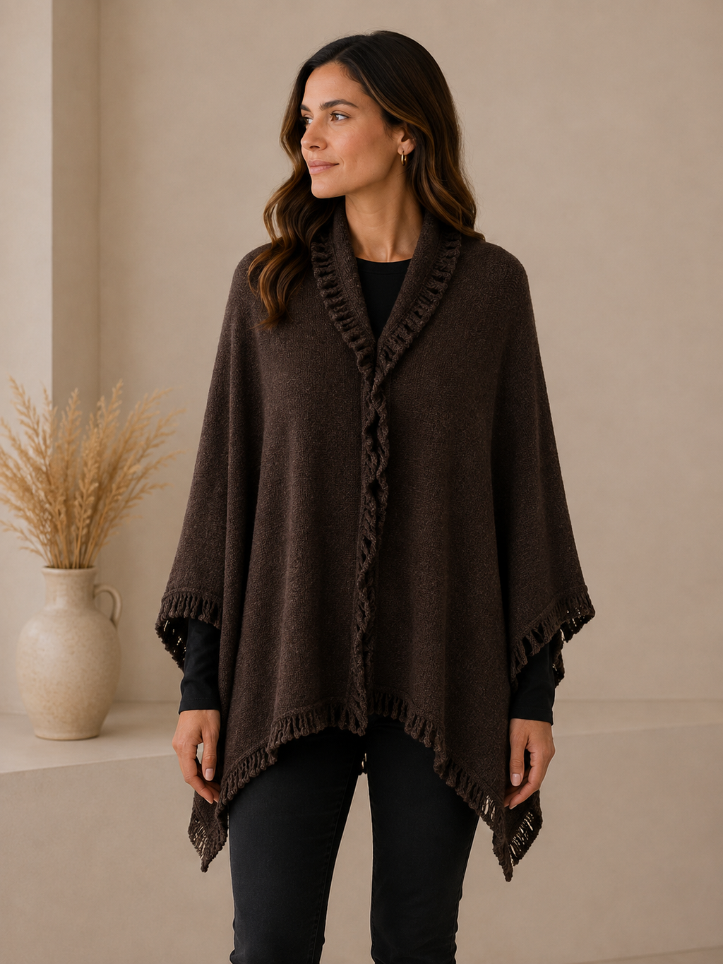 Knitted Fringed Cape - Winter Collection 2026