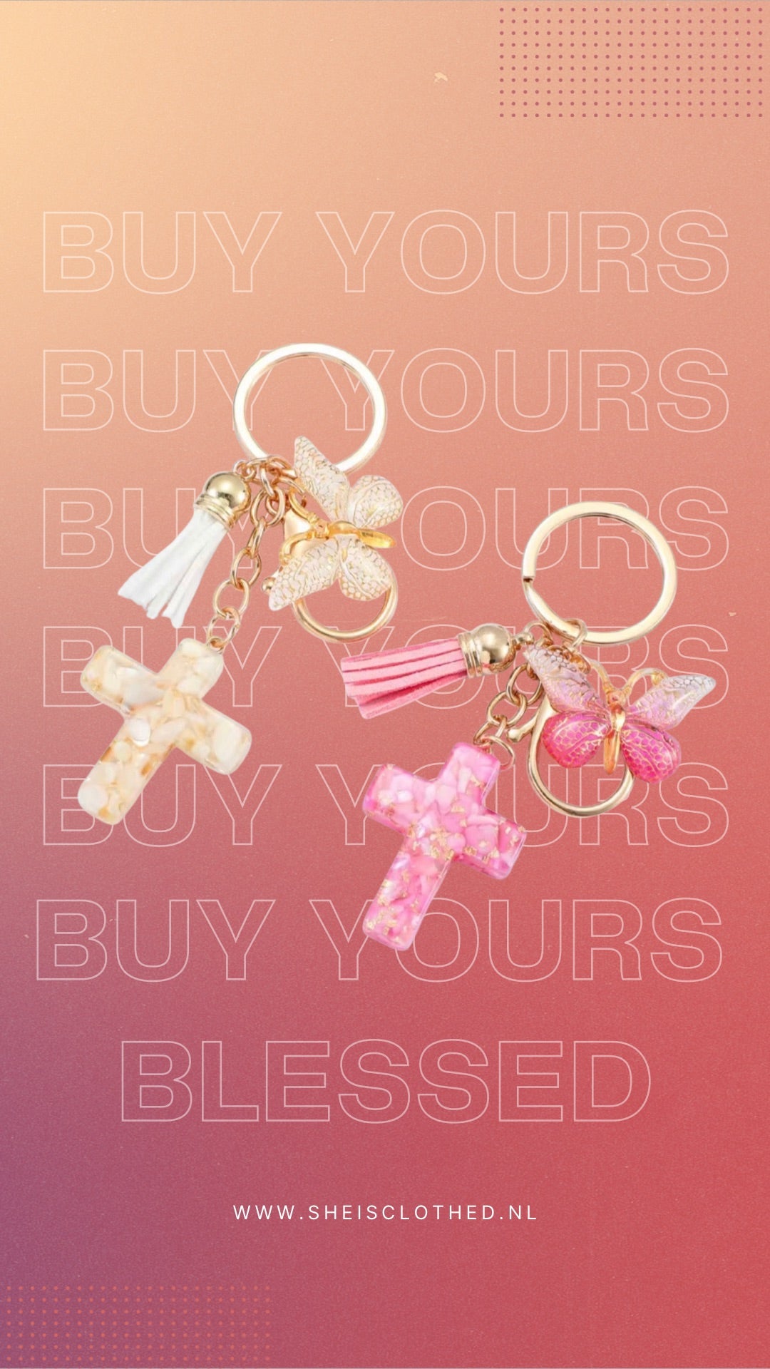 Butterfly & Cross Charm Keychain – Elegant Accessory for Bags, Keys, and Gifts