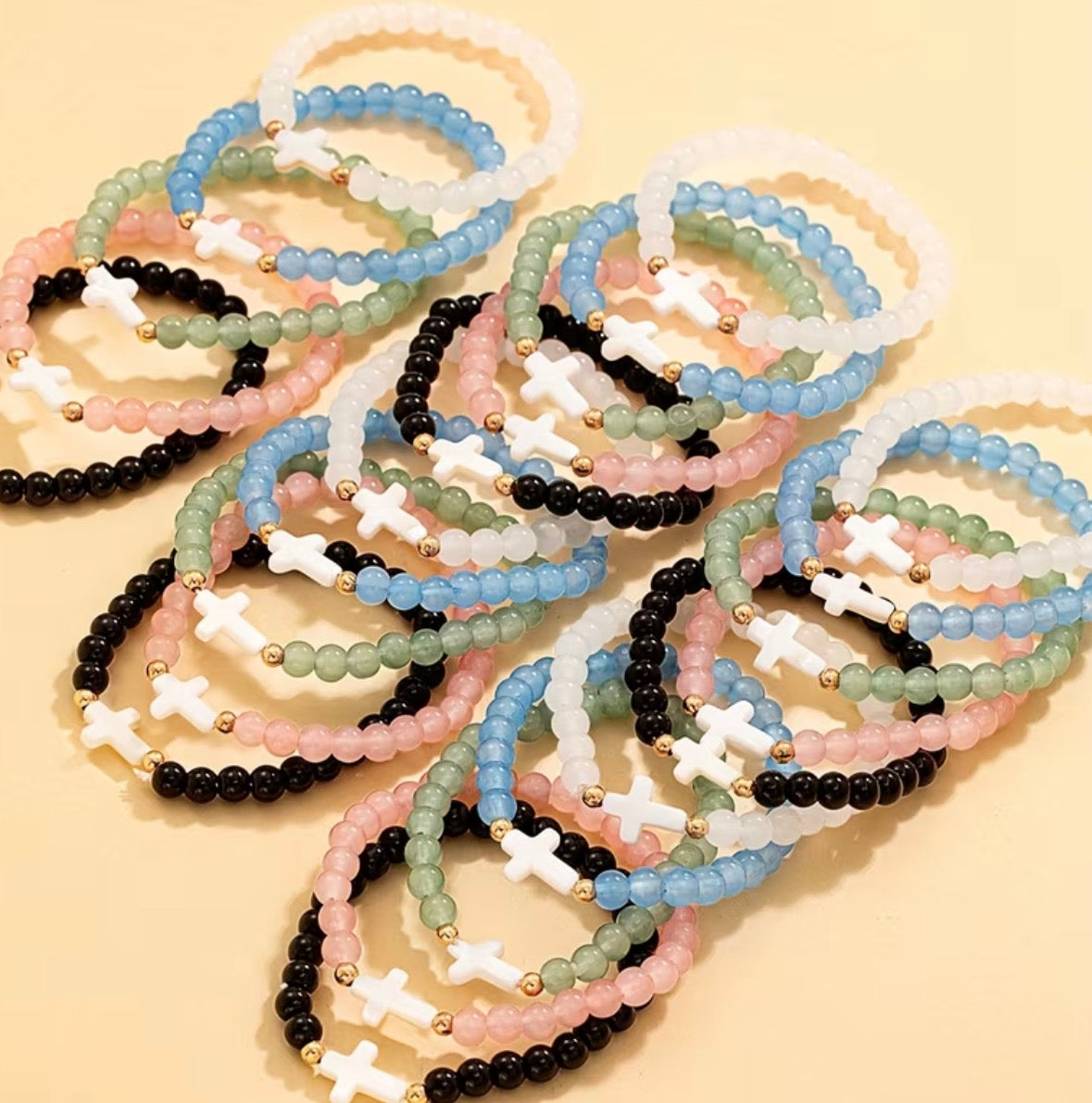 Colorful Cross Bead Bracelet (1 Piece)