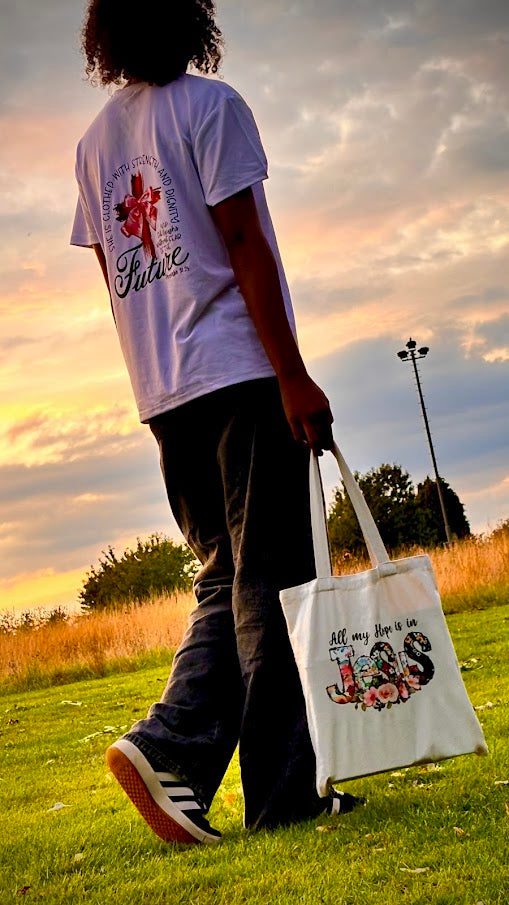 “Strength & Dignity” Cross Graphic Tee – Proverbs 31:25