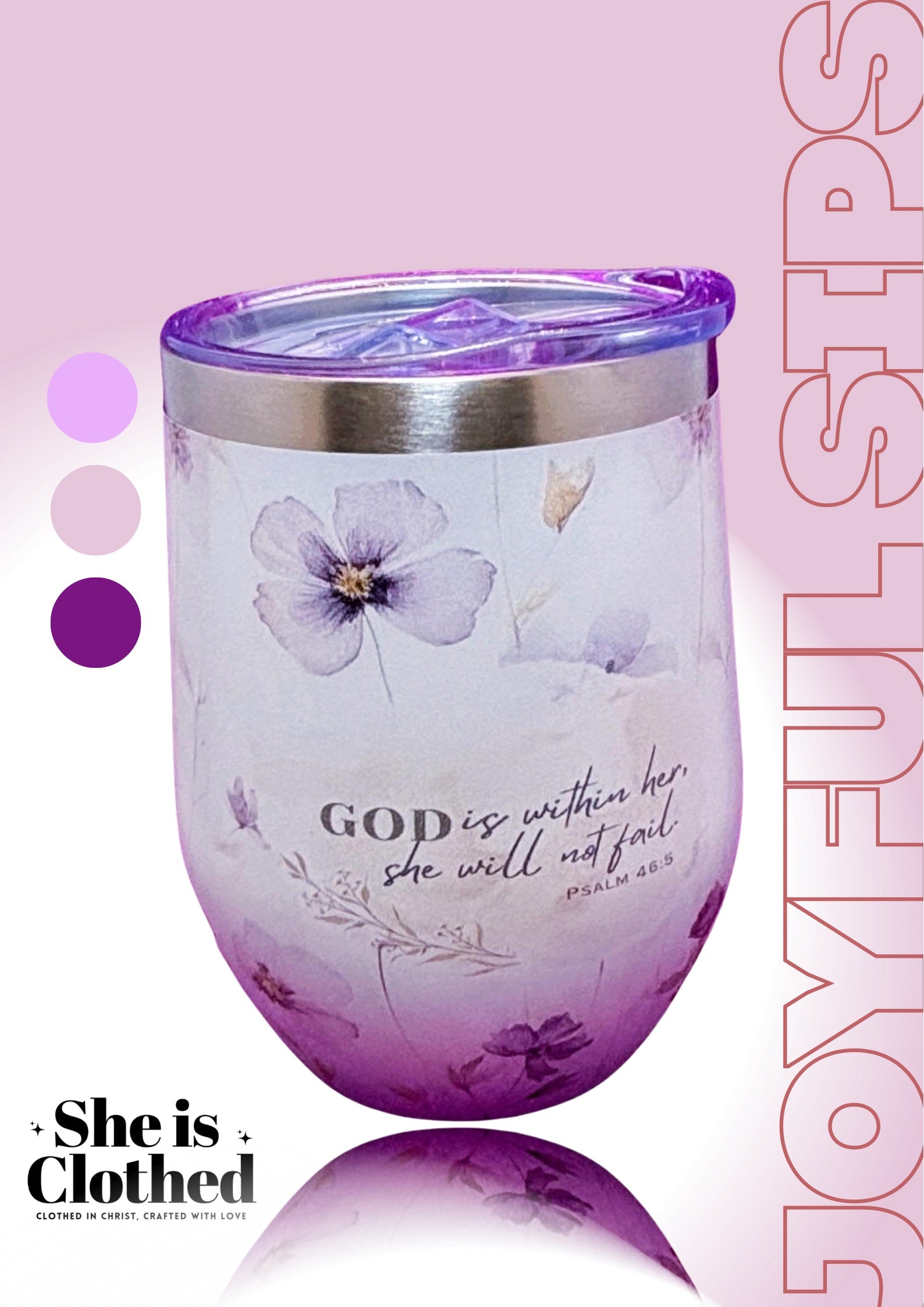 “God Is Within Her” Floral Insulated Cup – Psalm 46:5