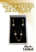 Crystal Floral Jewelry Set – Gold Finish - Earring and Bracelet