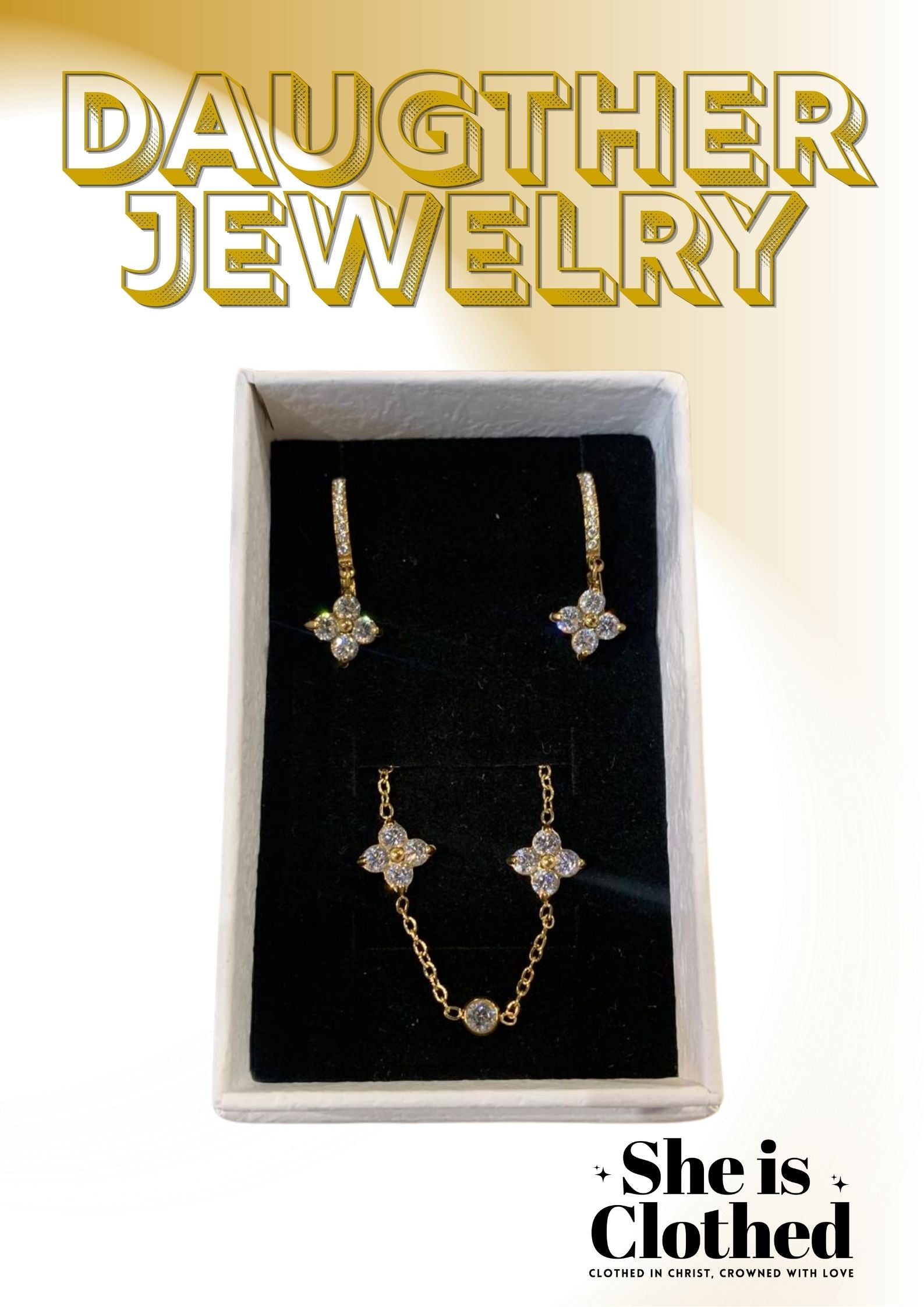Crystal Floral Jewelry Set – Gold Finish - Earring and Bracelet