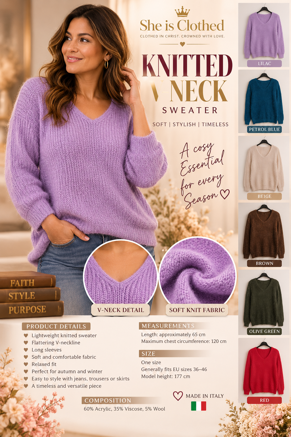 Lightweight V-Neck Knitted Sweater - Winter Collection 2026