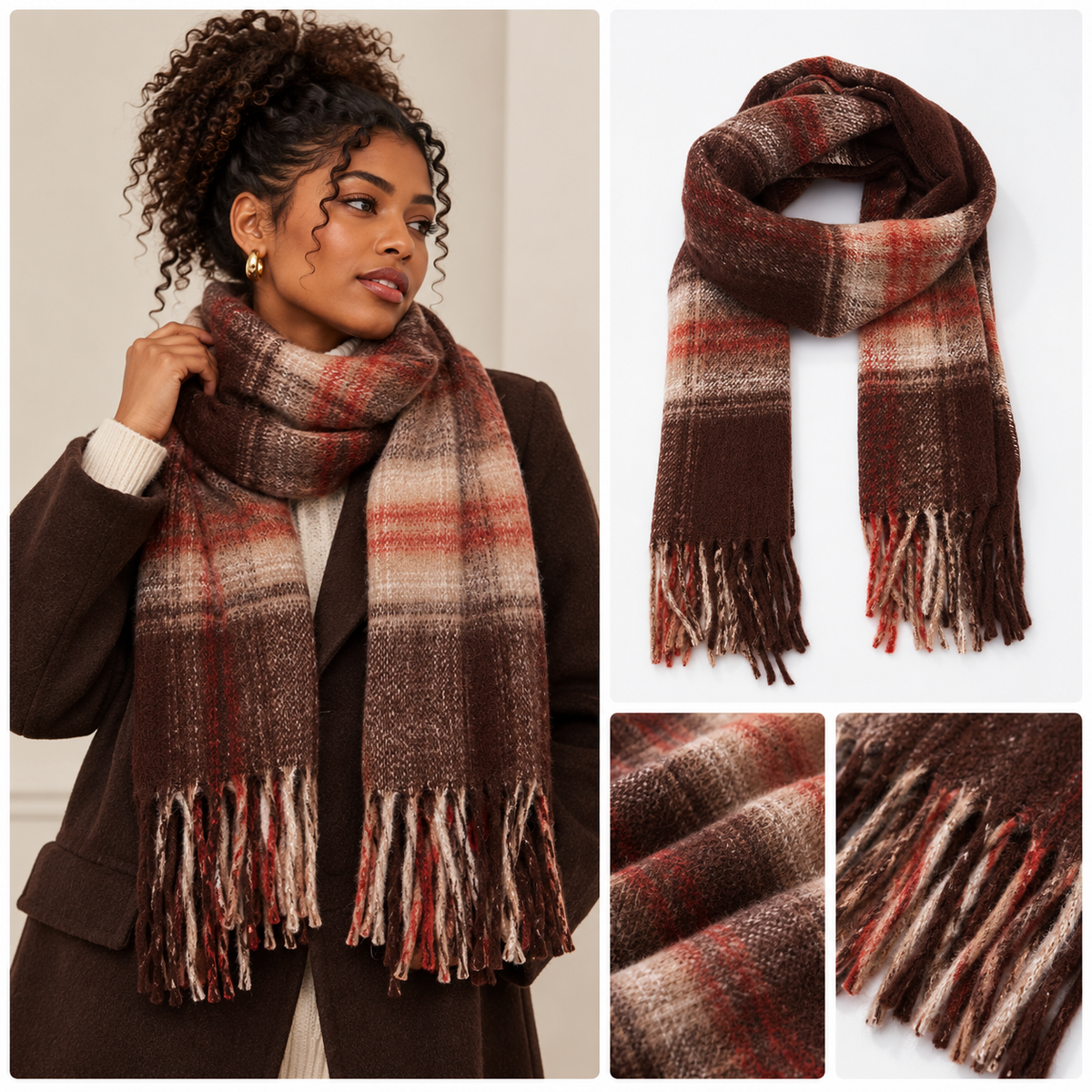 Checked Wool Scarf - Winter Collection 2026