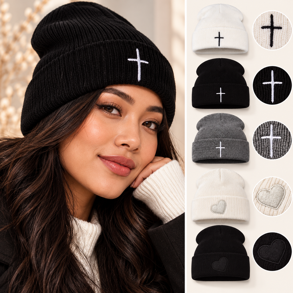 Knitted beanie with subtle Embroidery - Winter Collection 2026