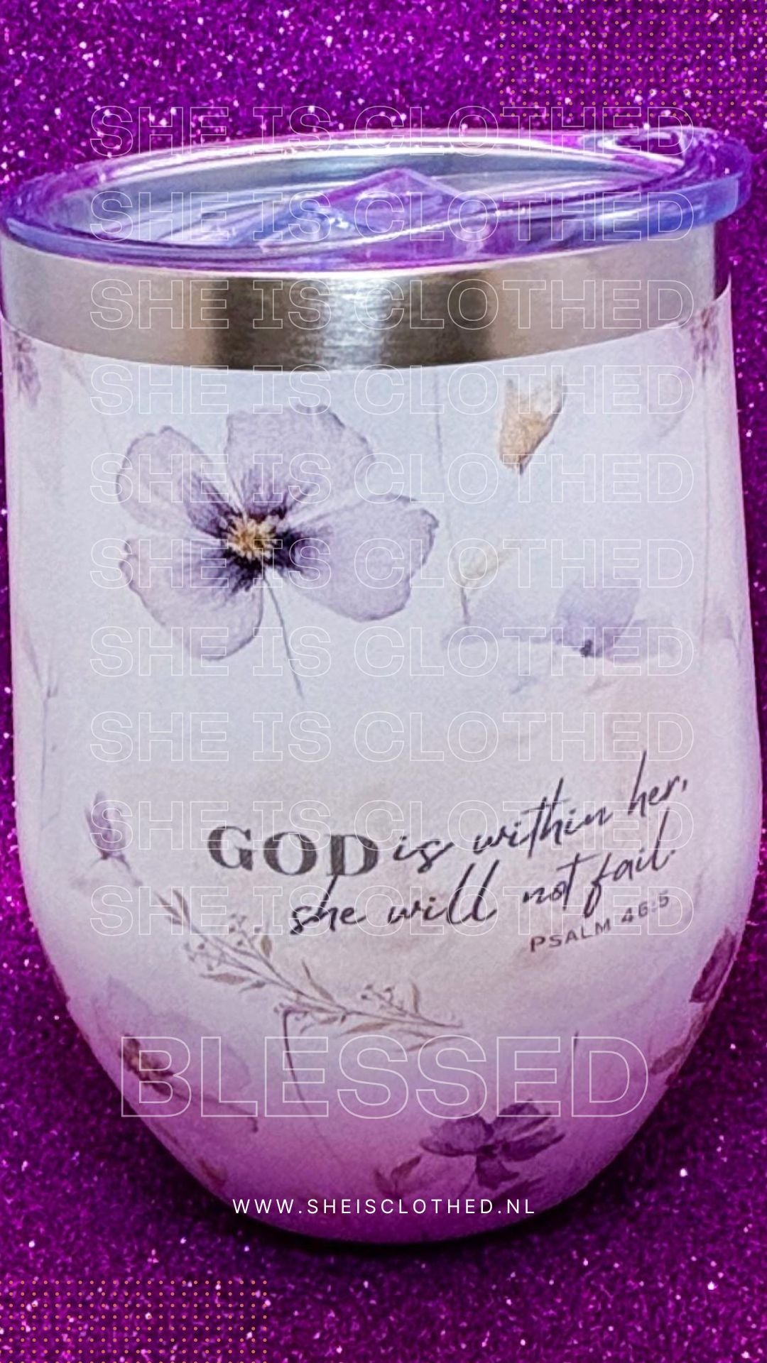 “God Is Within Her” Floral Insulated Cup – Psalm 46:5