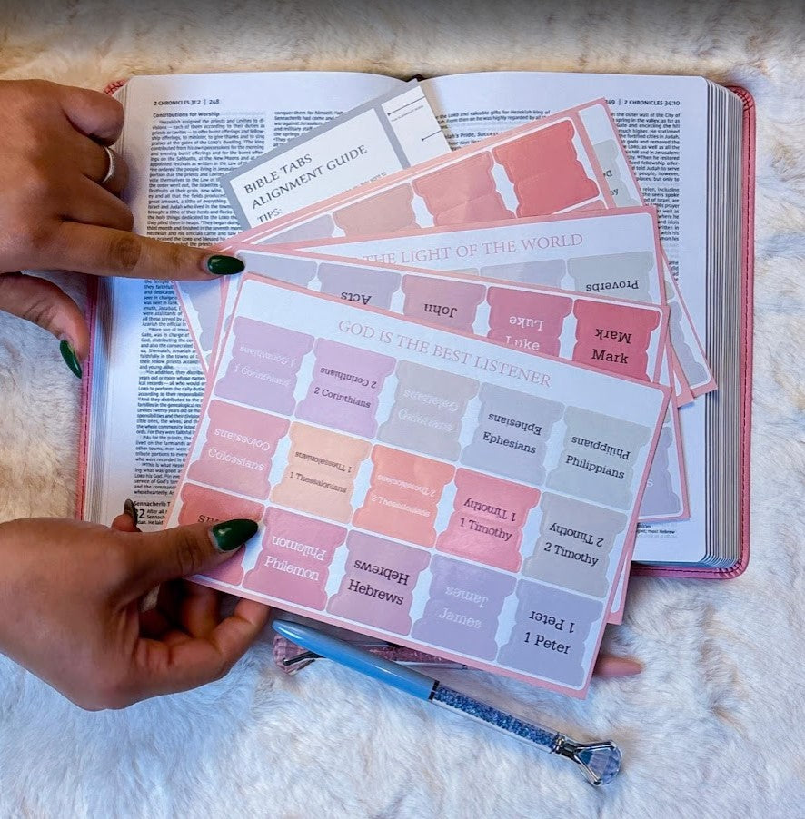 Bible Tabs Set – 75 Tabs + Positioning Guide