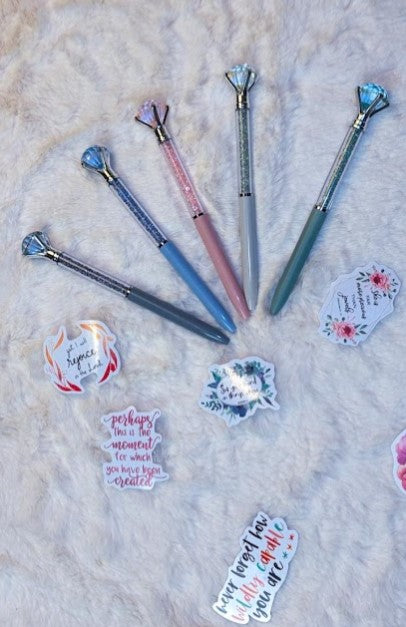 2x Crystal Diamond Ballpoint Pen Set — random colors
