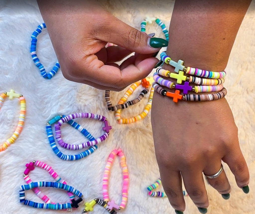 Colorful Cross Bead Bracelet