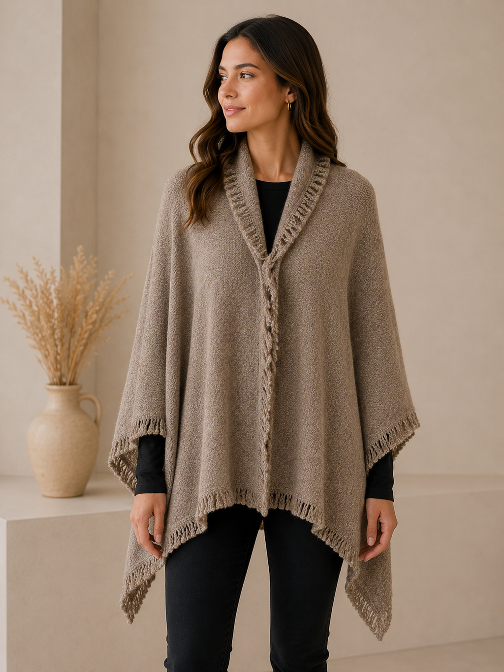 Knitted Fringed Cape - Winter Collection 2026