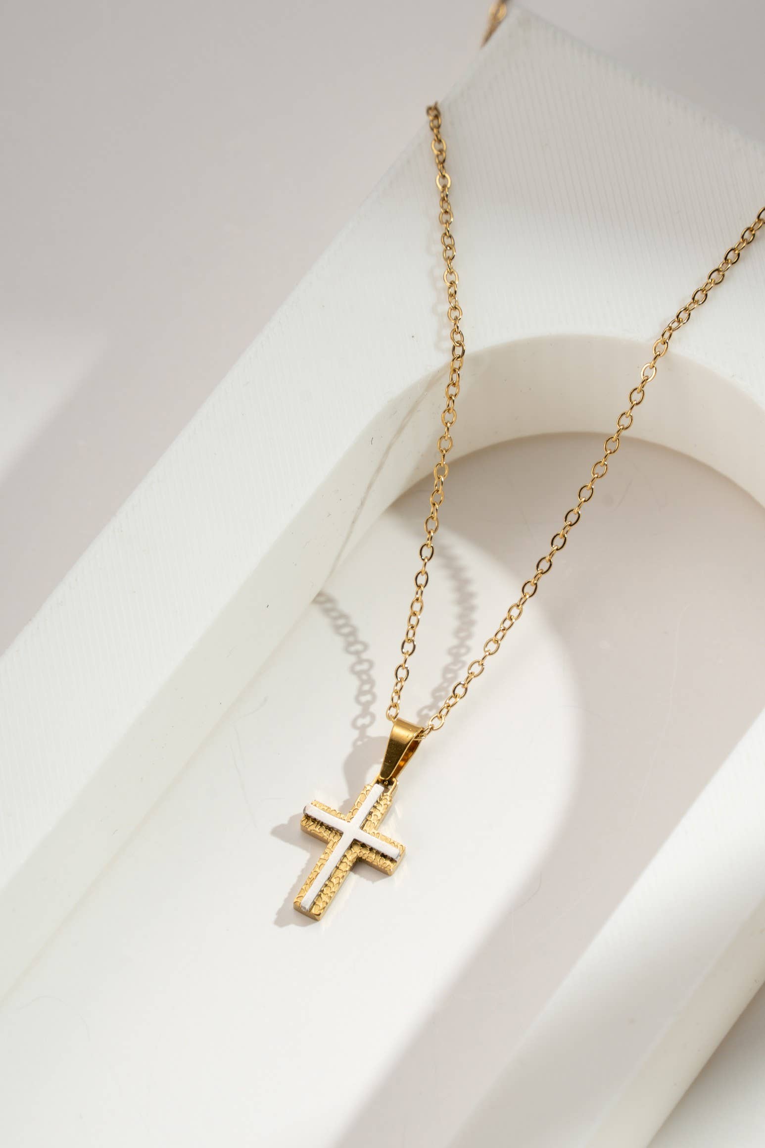 Gold Cross Necklace – Stainless Steel Jewelry with Spiritual Elegance